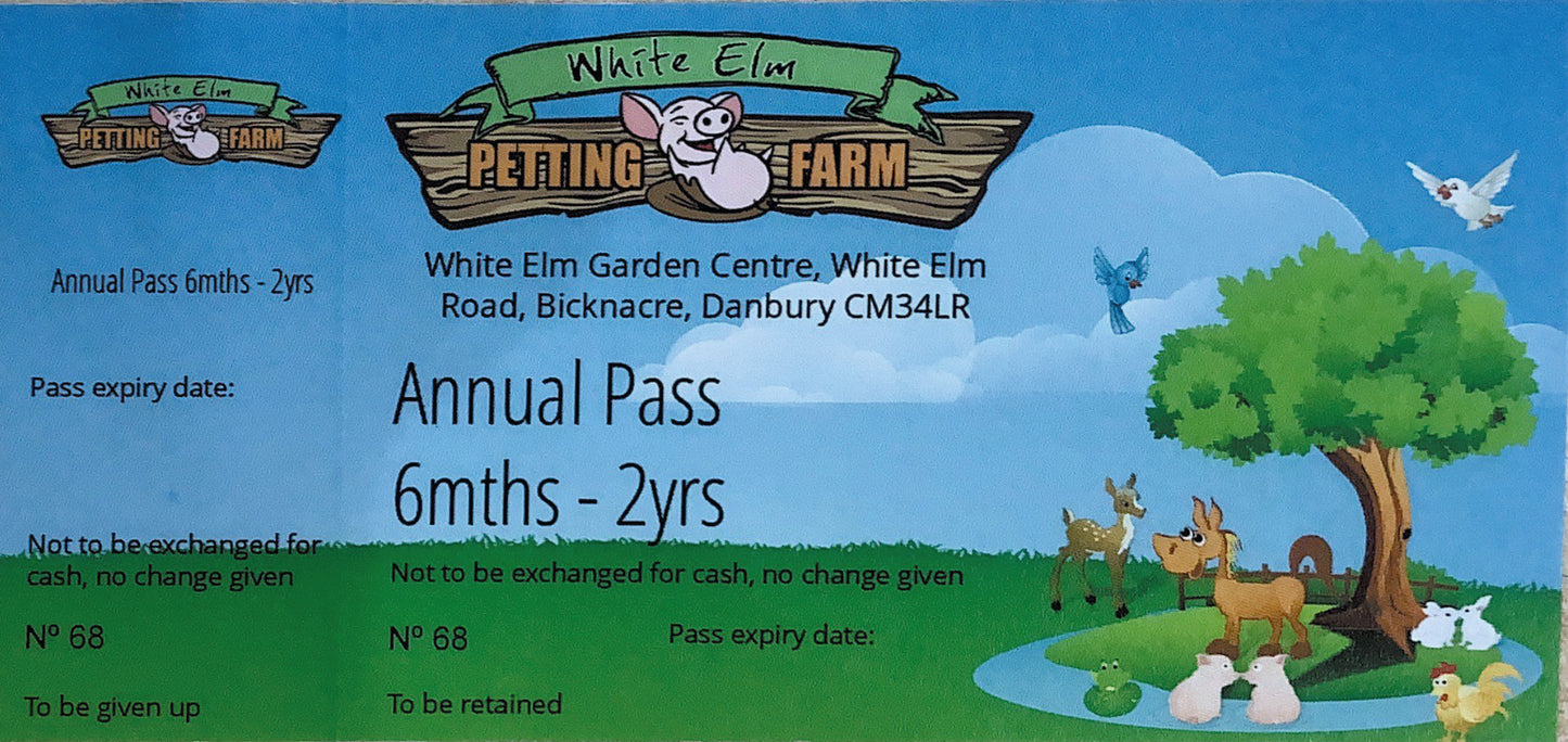 6 months- 2 Years Annual Petting Farm Pass